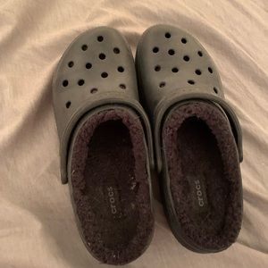 Black fur Crocs